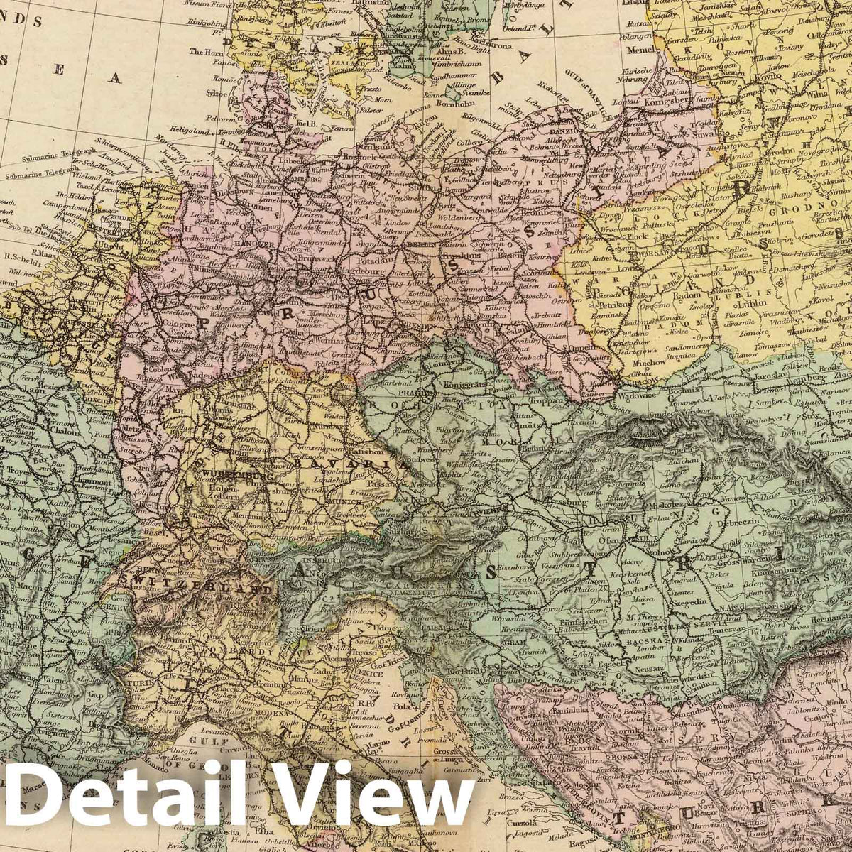 Europe - Railroad Map, 1873 - Historical Map Print