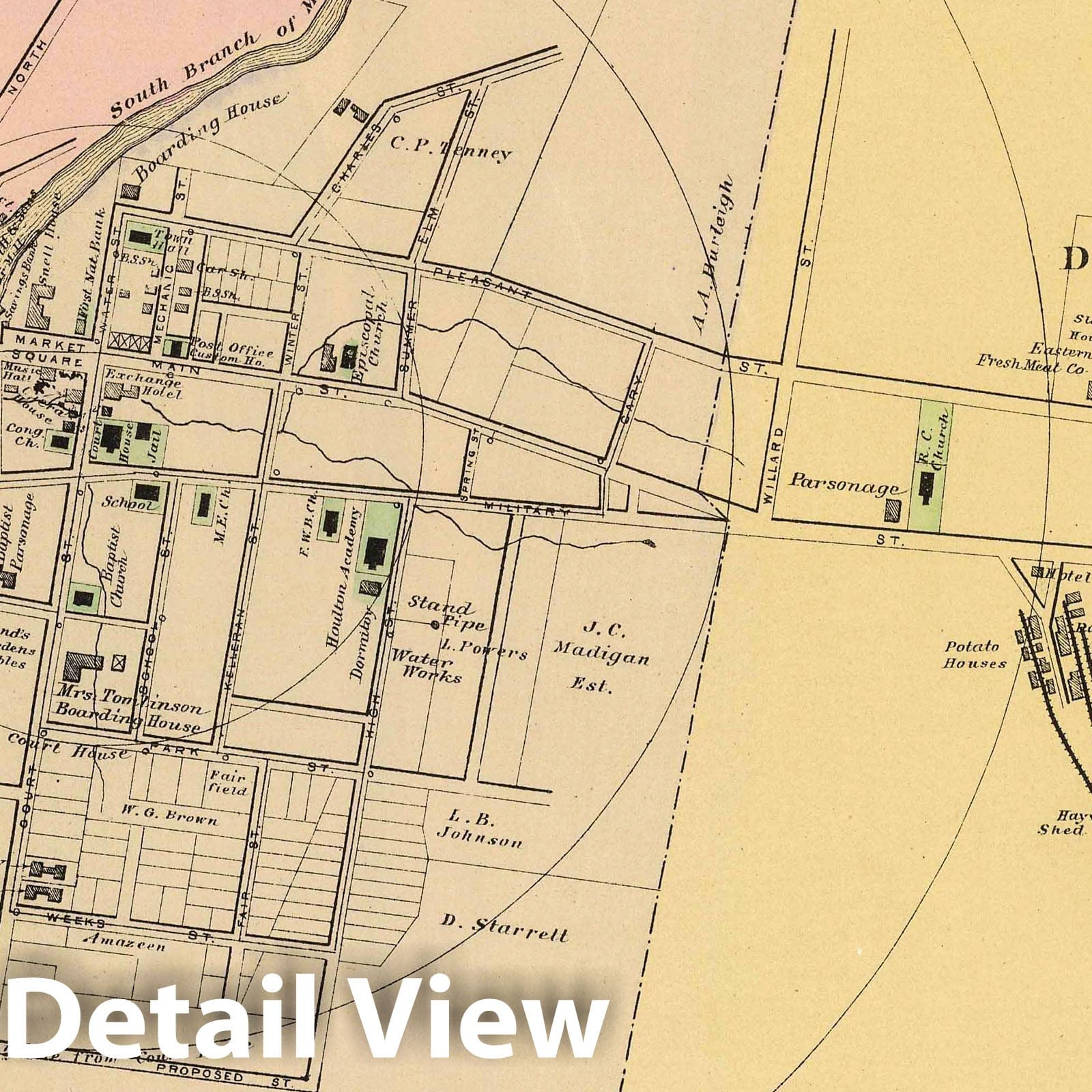 Houlton, Aroostook County, Maine - Railroad Map, 1885