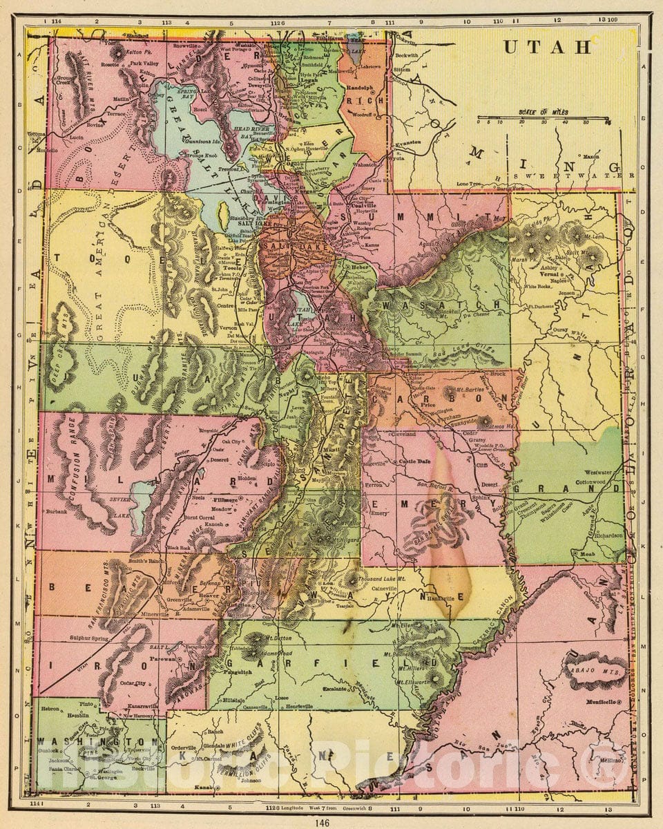 Historic Map : 1909 Utah. - Vintage Wall Art