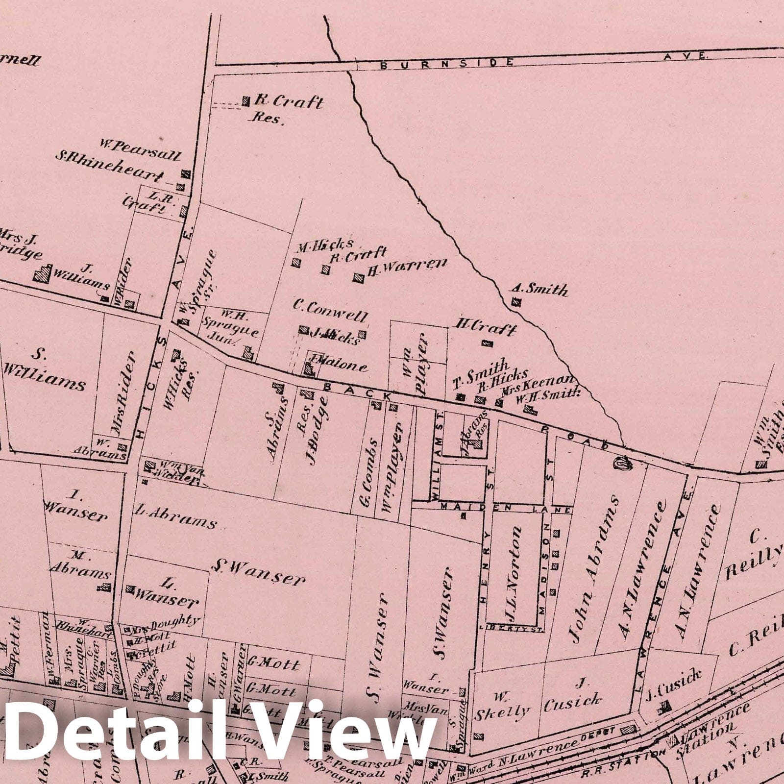 Westville, Hempstead, Long Island - Property Map, 1873 - Historical Atlas Print