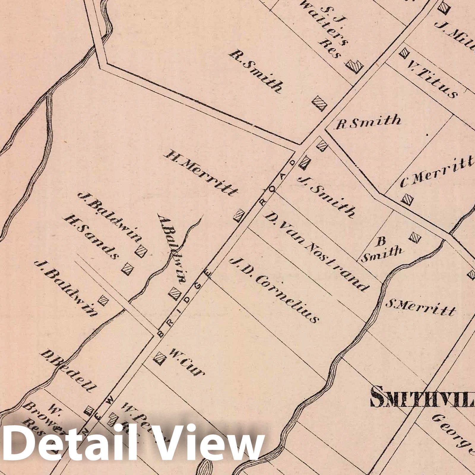 Hempstead, Queens County, New York - Property Map, 1873 - Historical Map Print