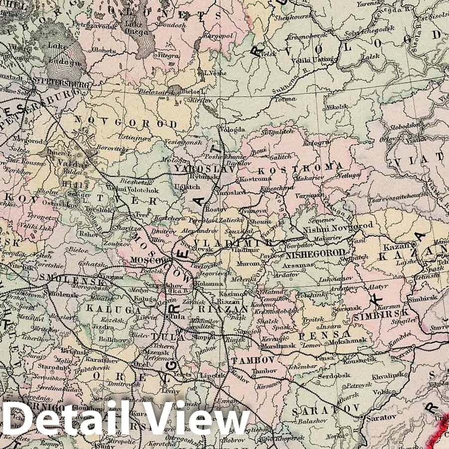 Historic Map : National Atlas - 1882 Russia in Europe - Vintage Wall Art