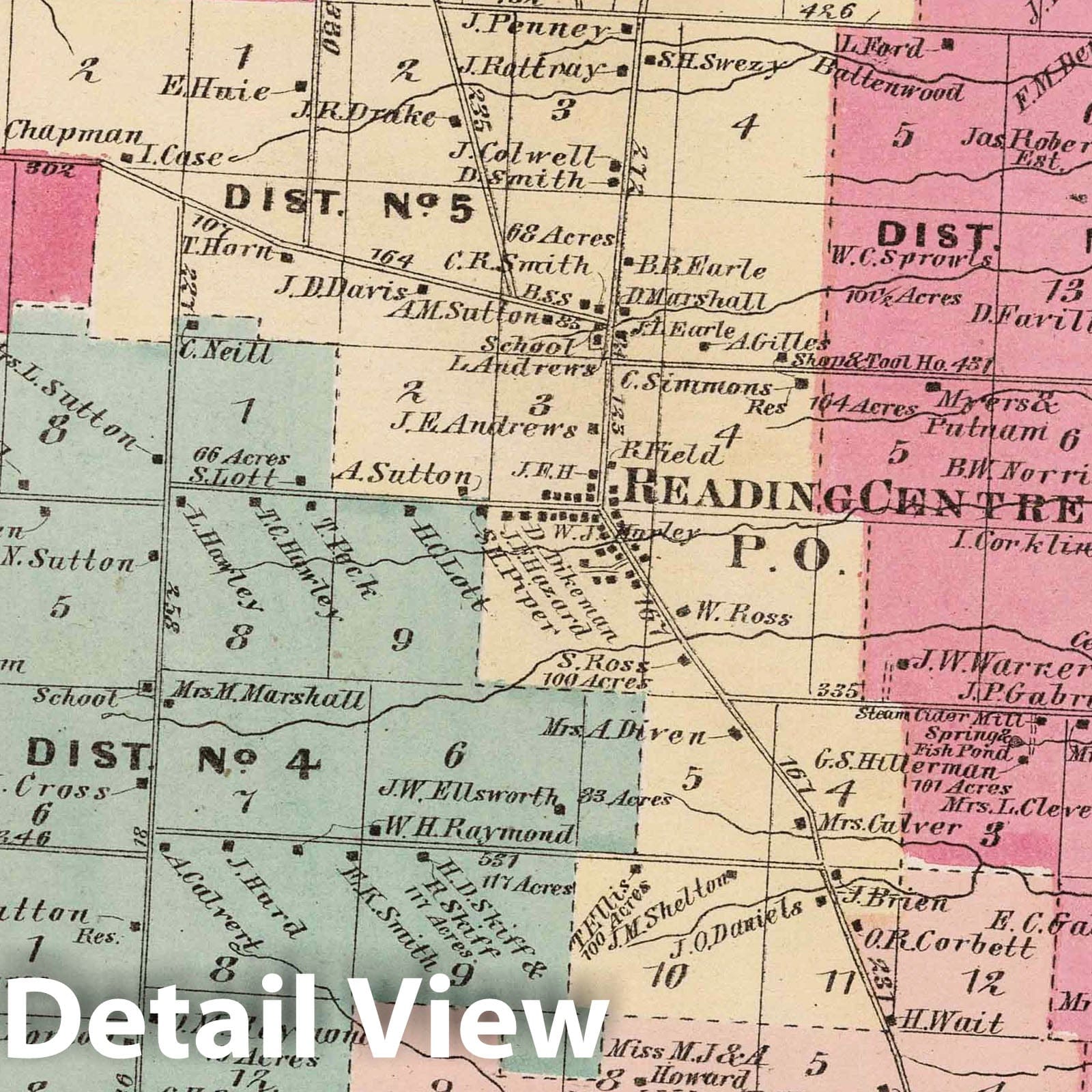 Reading Township, Schuyler County, New York - Property Map, 1874