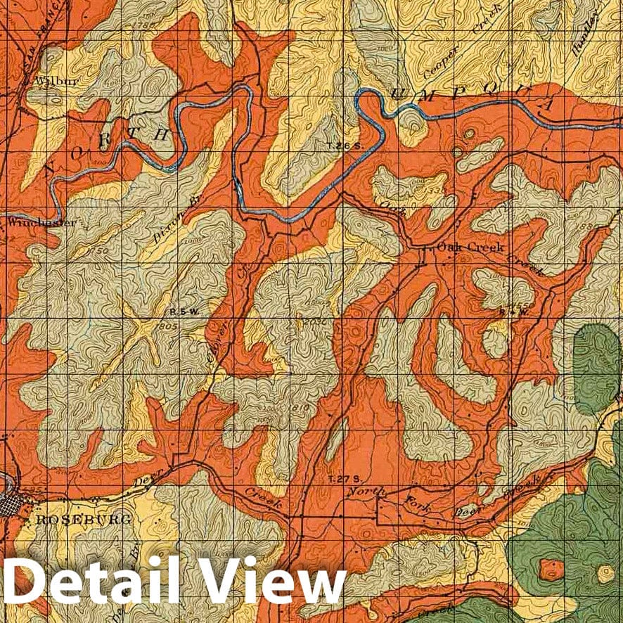 Roseburg Quadrangle, Oregon - Geologic Map, 1900 - USGS Forest Survey