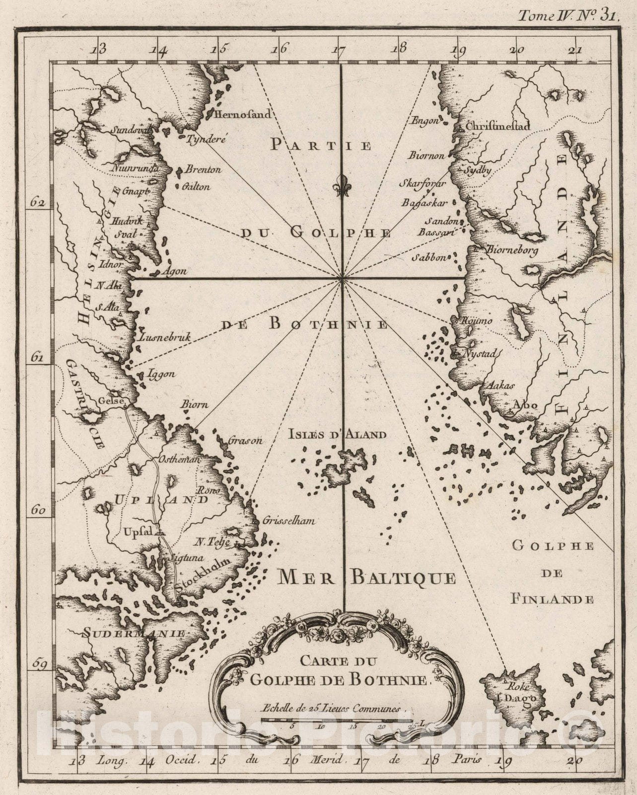 Historic Wall Map : Bothnia, Gulf of, Region, Europe 1764 Carte du Golphe de Bothnie , Vintage Wall Art