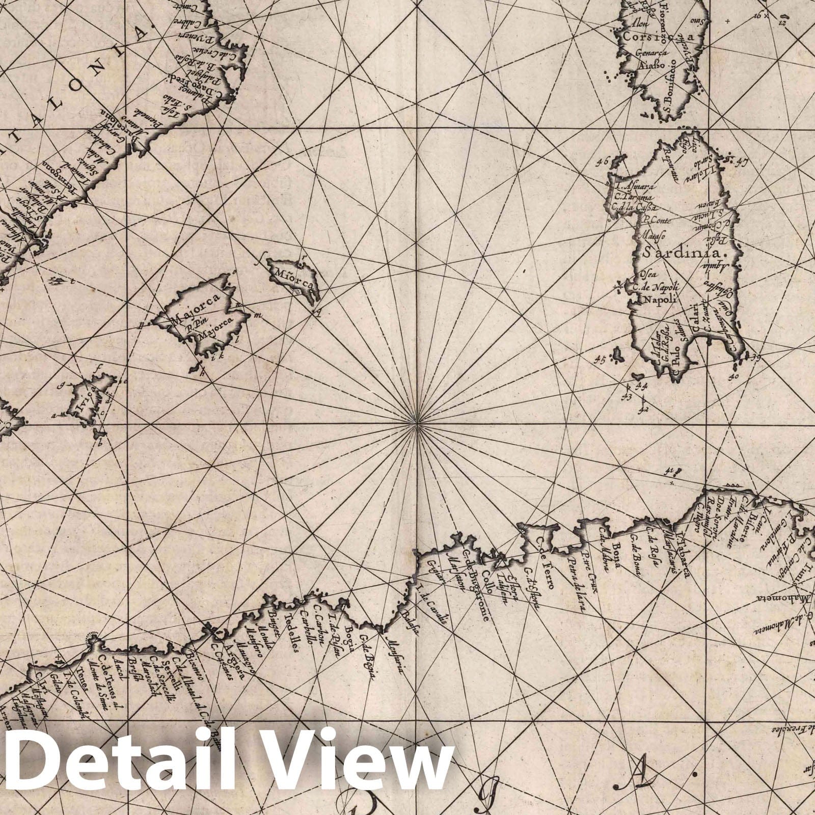 1650 Nautical Chart, Mediterranean Sea - Historical Map Print