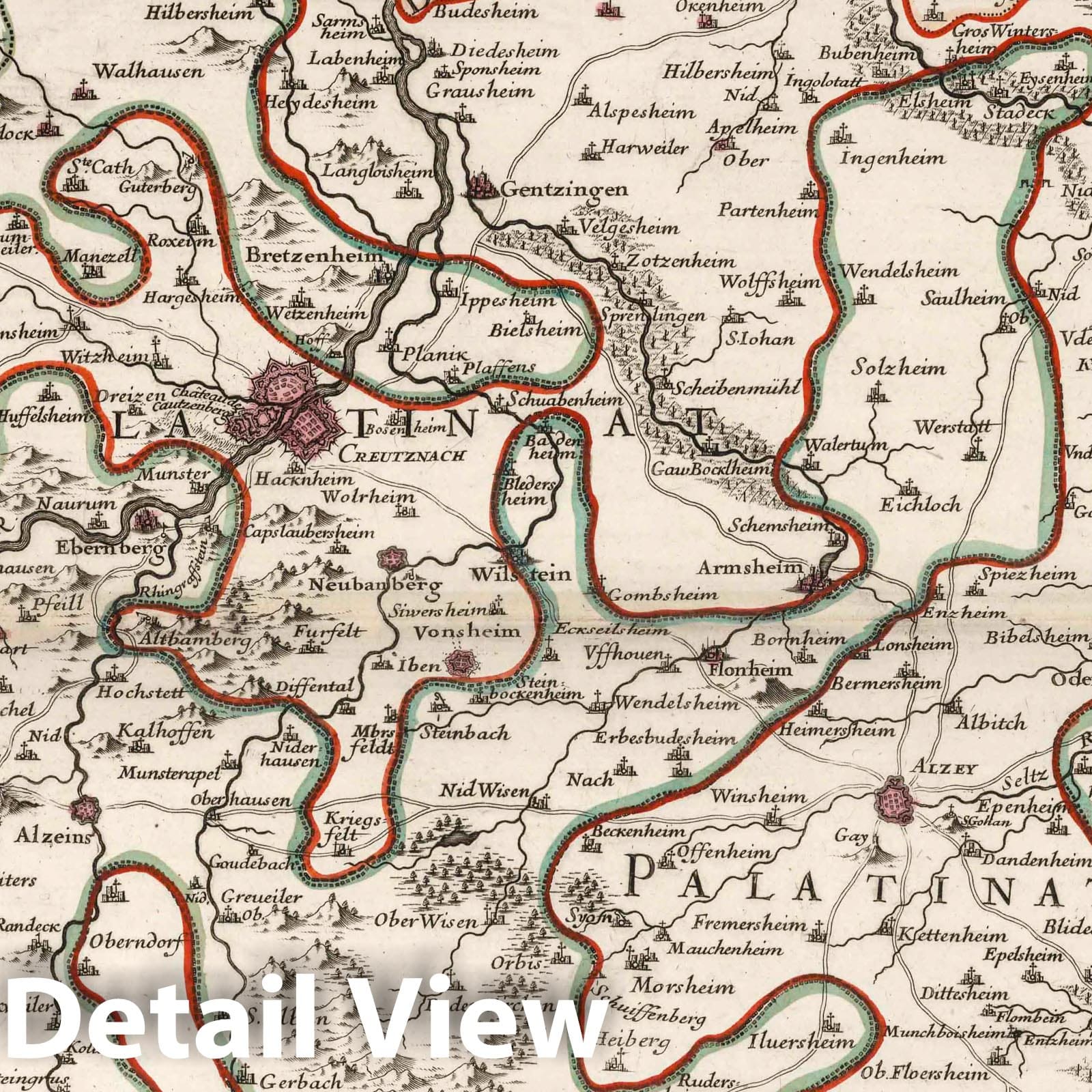 Region Between the Rhine, Saar, Moselle, and Lower Alsace, 1705 - Historical Map Print