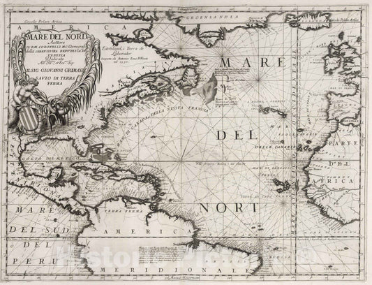 Historic Map : 1693 Mare del Nord. - Vintage Wall Art
