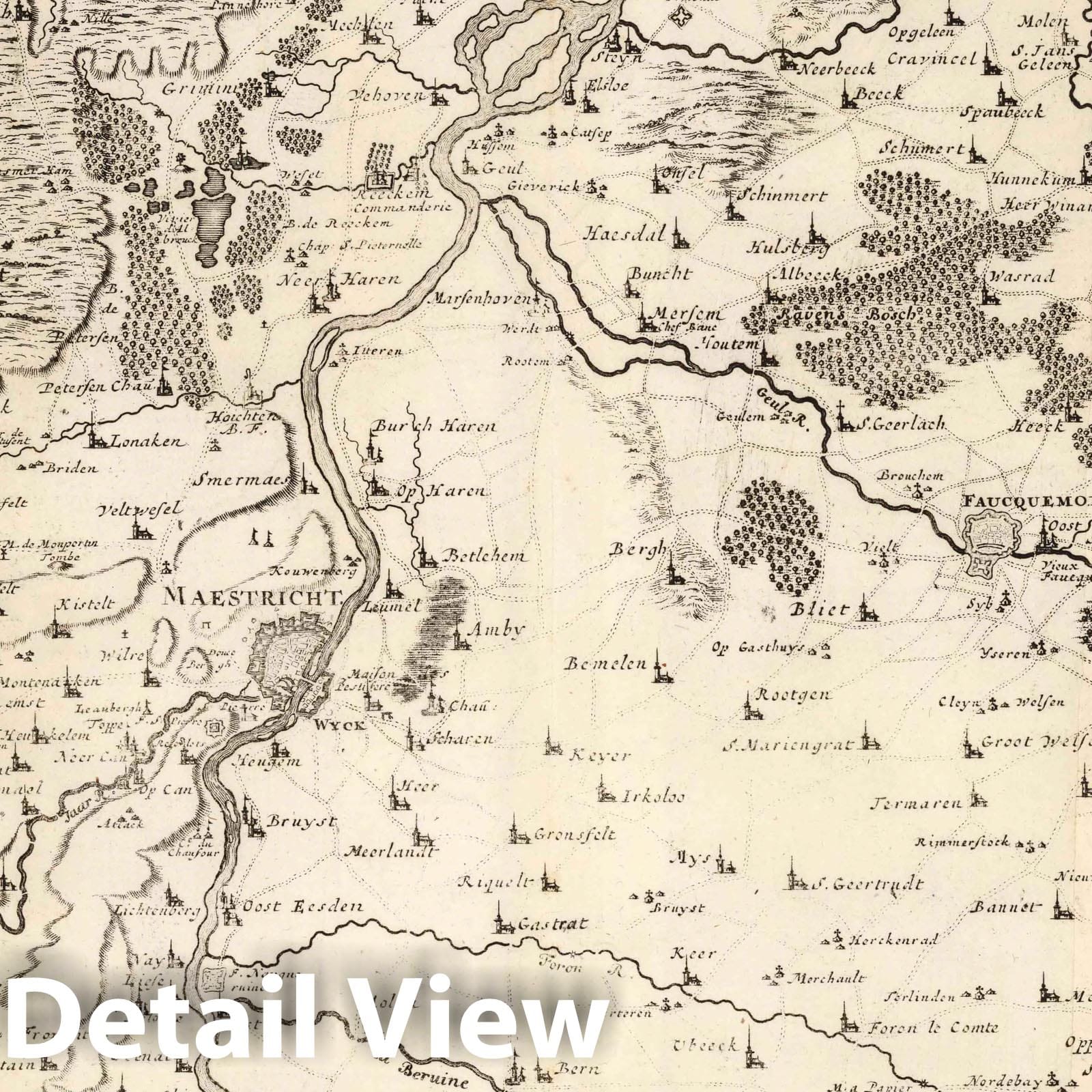 Maastricht, Liege, Fauquemont & Outre-Meuse Region Military Map, 1708
