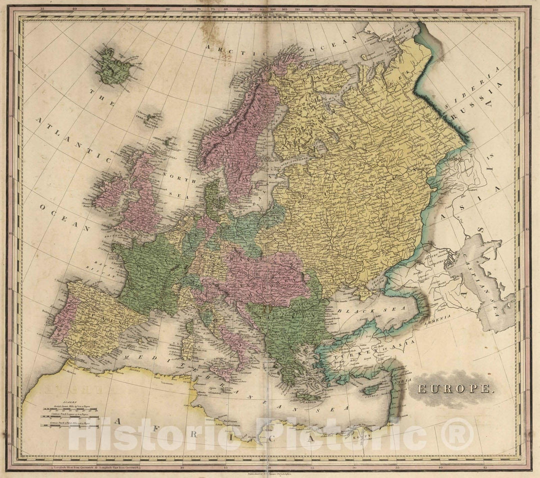 Historic Map : School Atlas - 1826 Europe. - Vintage Wall Art