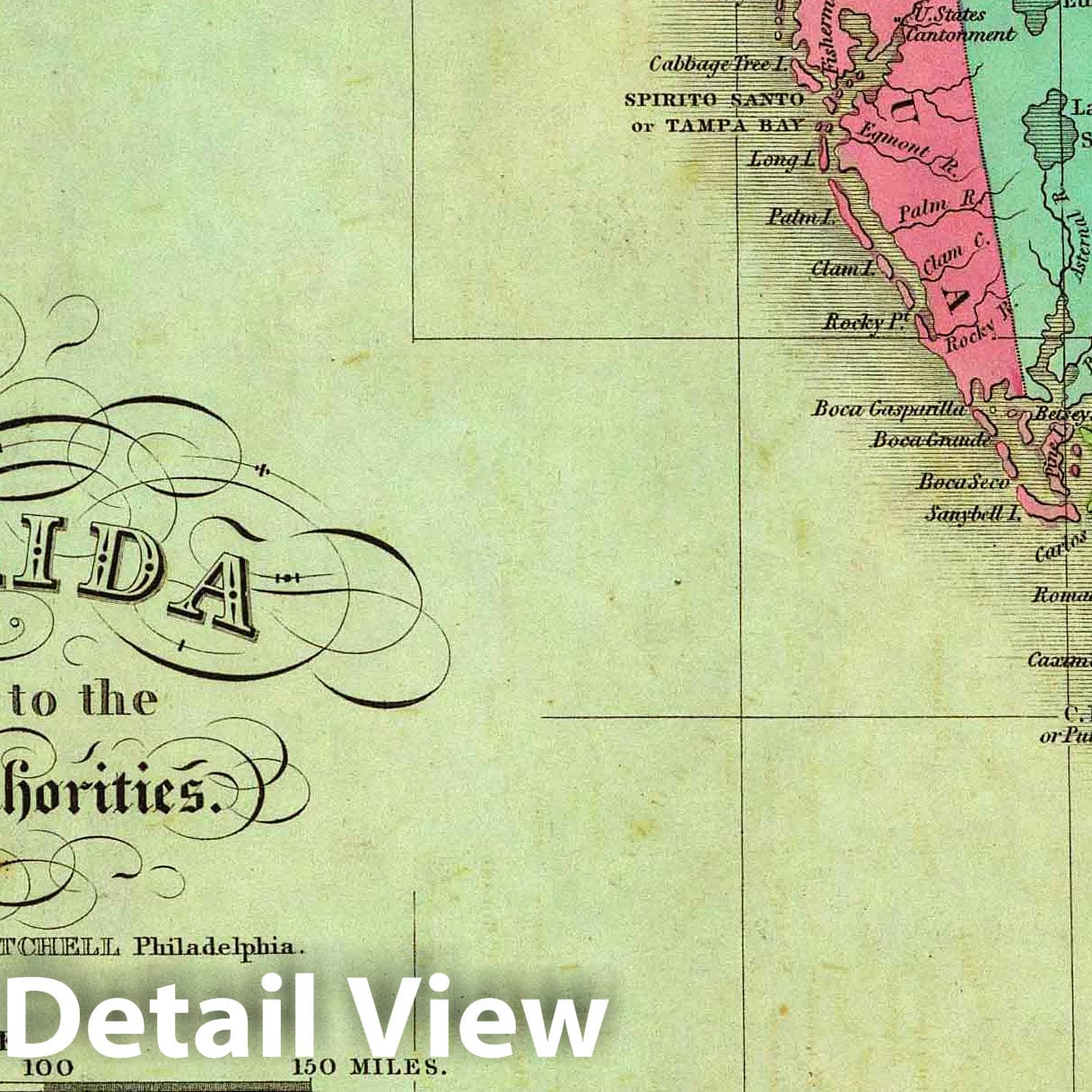 Florida 1831 Historical Map Print - Mitchell's American Atlas