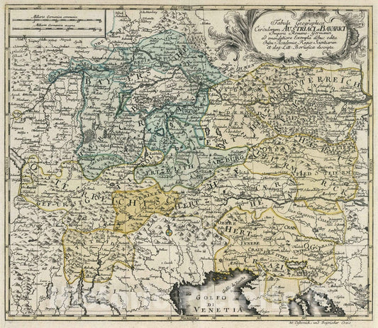 Historic Map : Austria, , Europe 1753 Tabula geographica circulorum Austriaci et Bavarici imperii Romano-Germanici , Vintage Wall Art