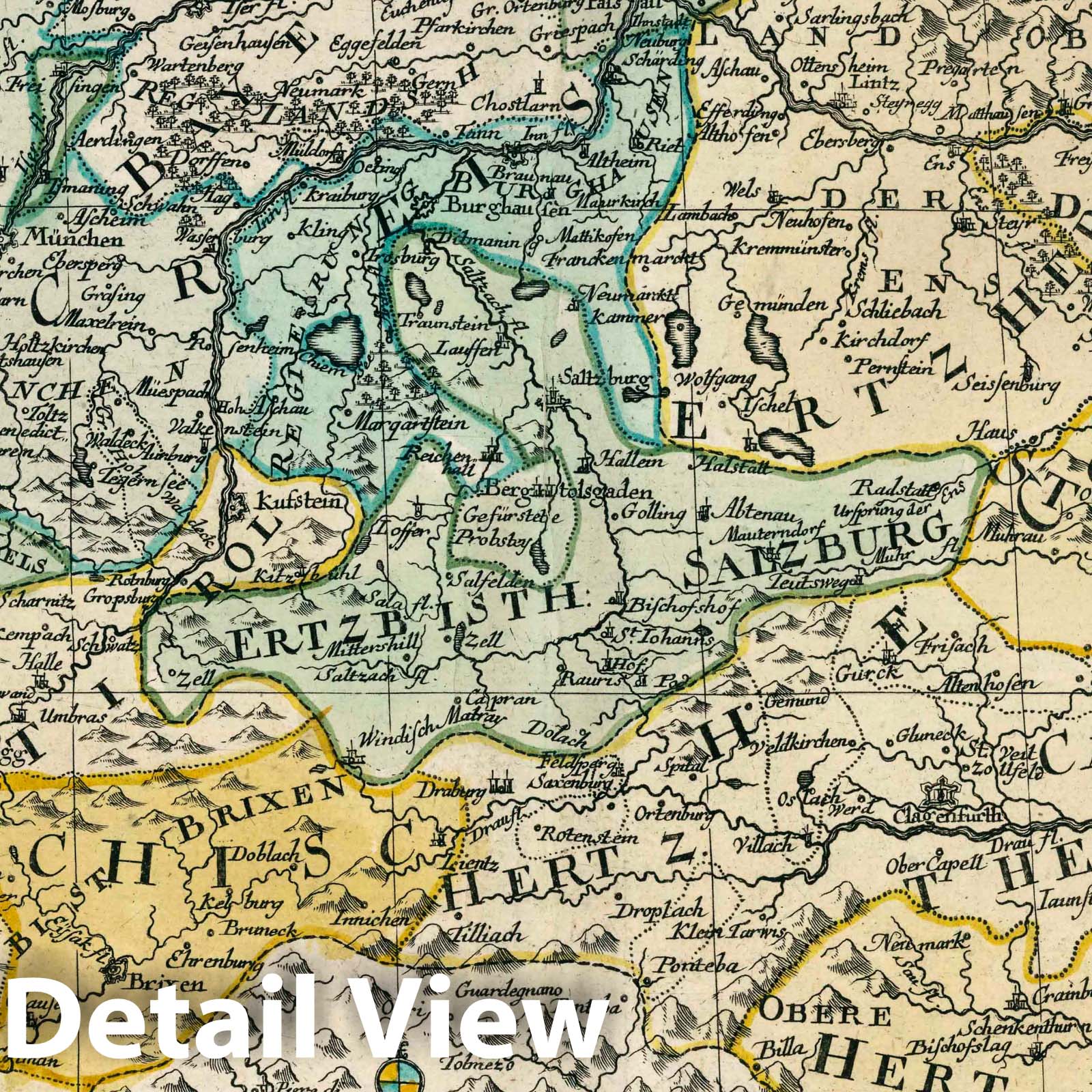 Austria and Bavaria - River Map, 1753 - Historical Map Reproduction