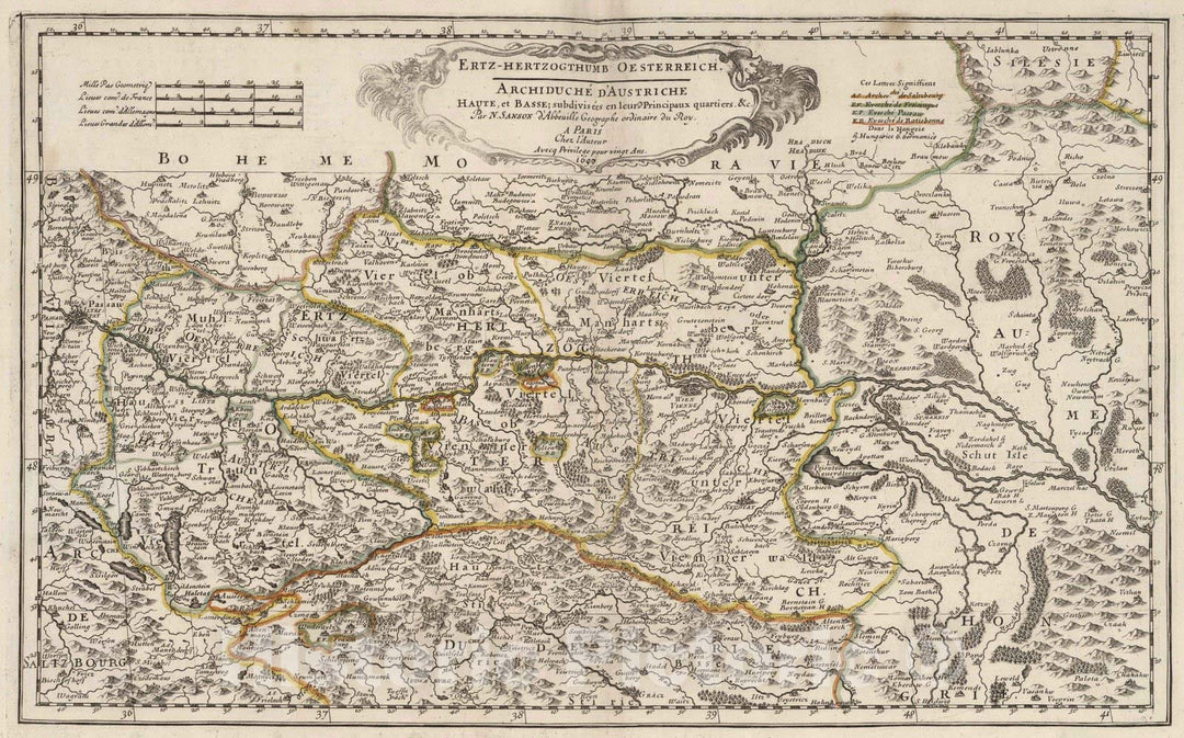 Historic Map : 1699 Archduchy of Austria. - Vintage Wall Art