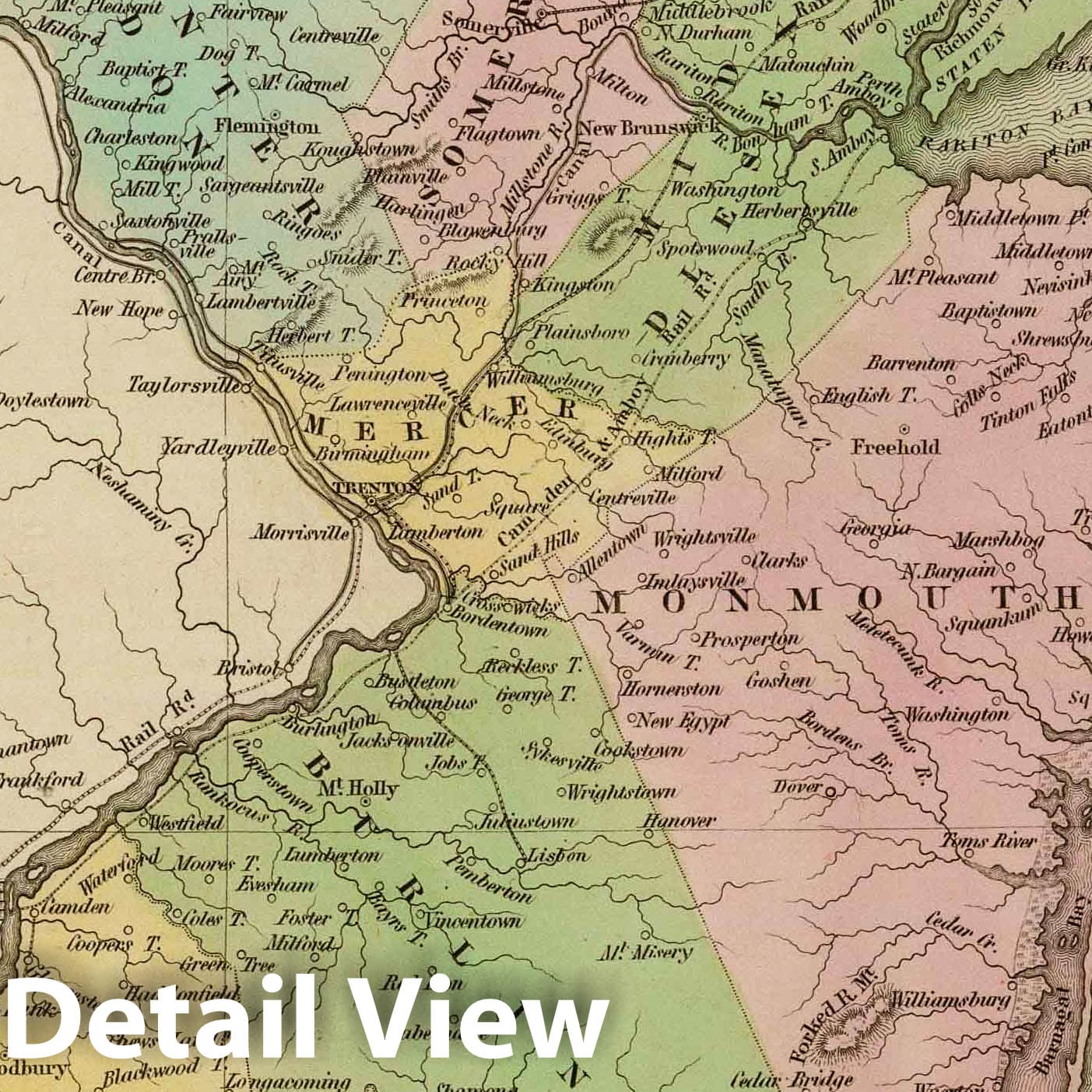 New Jersey, 1838 - Historical Map Print from Bradford's Atlas
