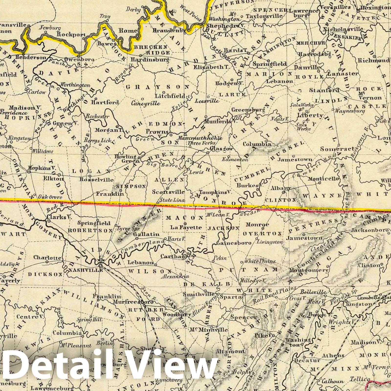 Kentucky and Tennessee - Railroad Map, 1854 - Lange's Atlas