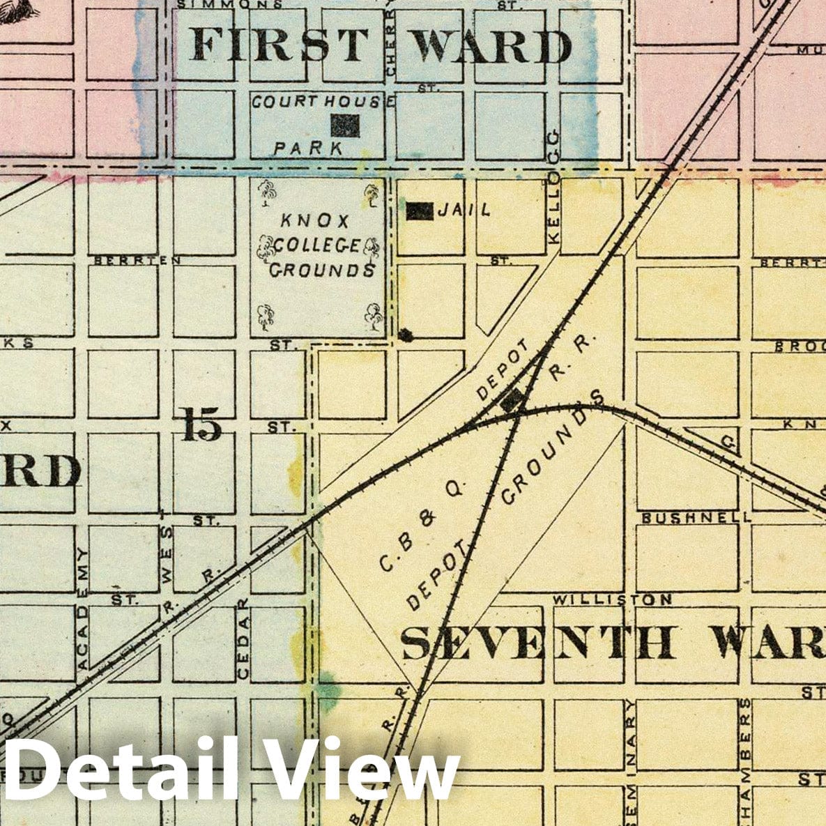 Galesburg, Monmouth, and Aledo, Illinois 1876 Historical Map Print