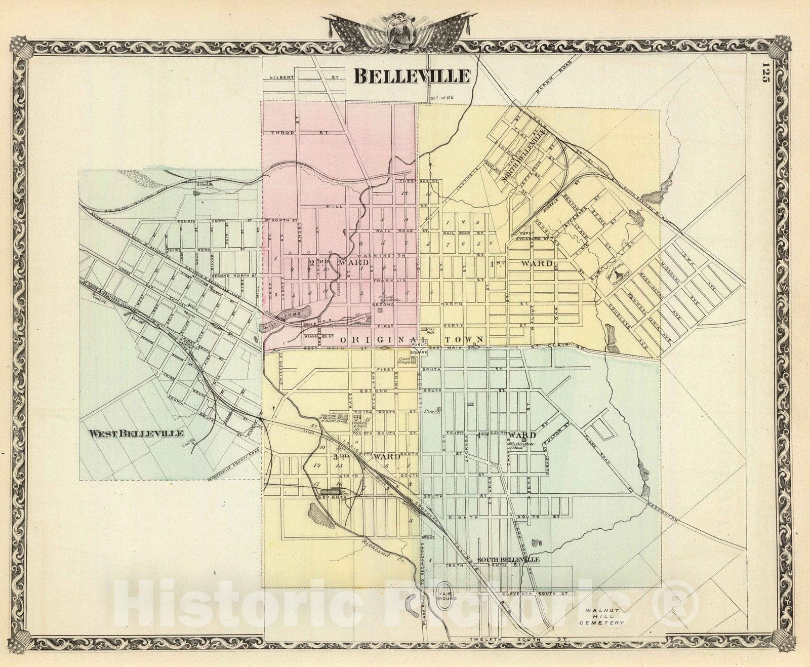 Historic Map : 1876 Belleville. - Vintage Wall Art