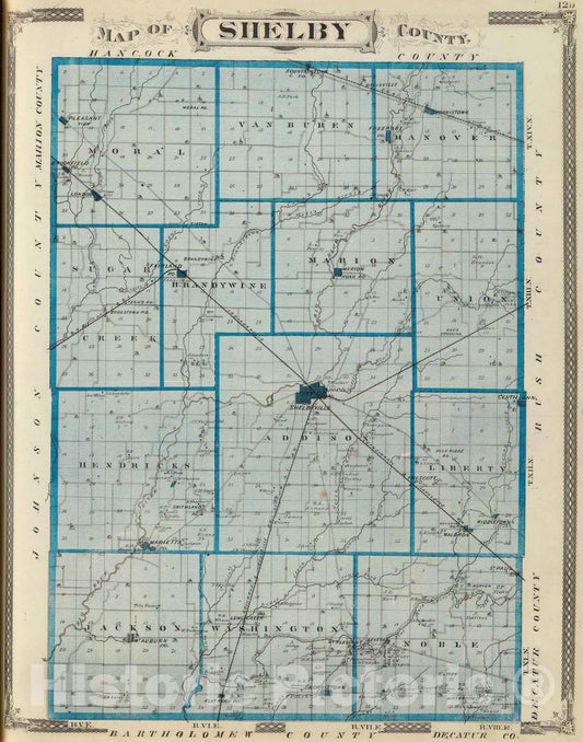Historic Map : 1876 Map of Shelby County. - Vintage Wall Art