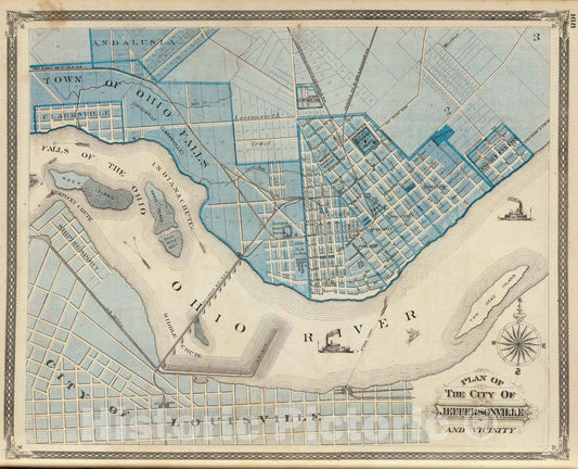 Historic Map : 1876 Plan of the City of Jeffersonville and vicinity. - Vintage Wall Art