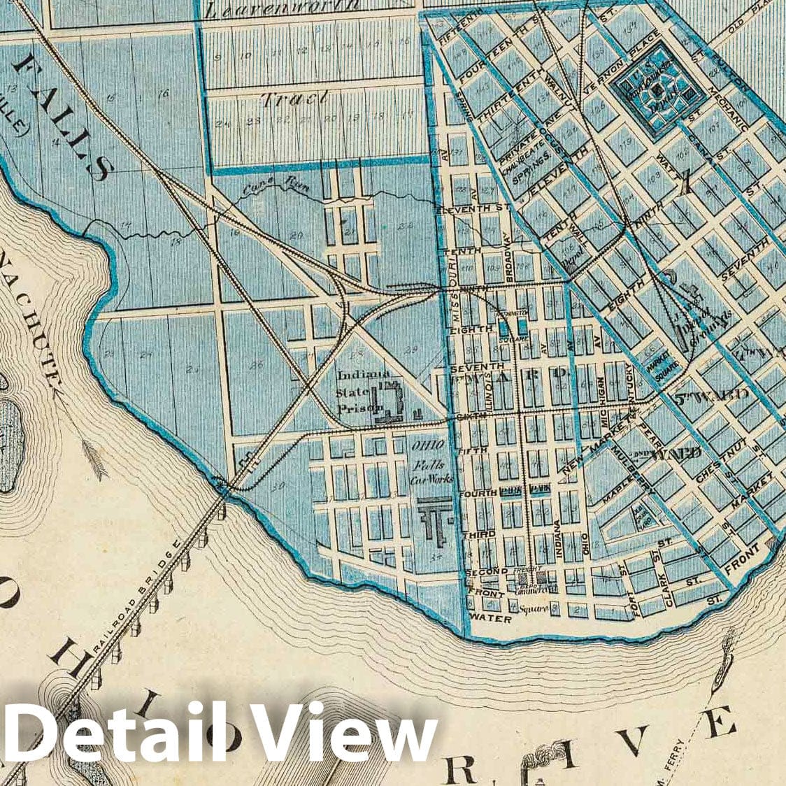 Jeffersonville, Indiana - Route Map, 1876 - Historical Atlas Print