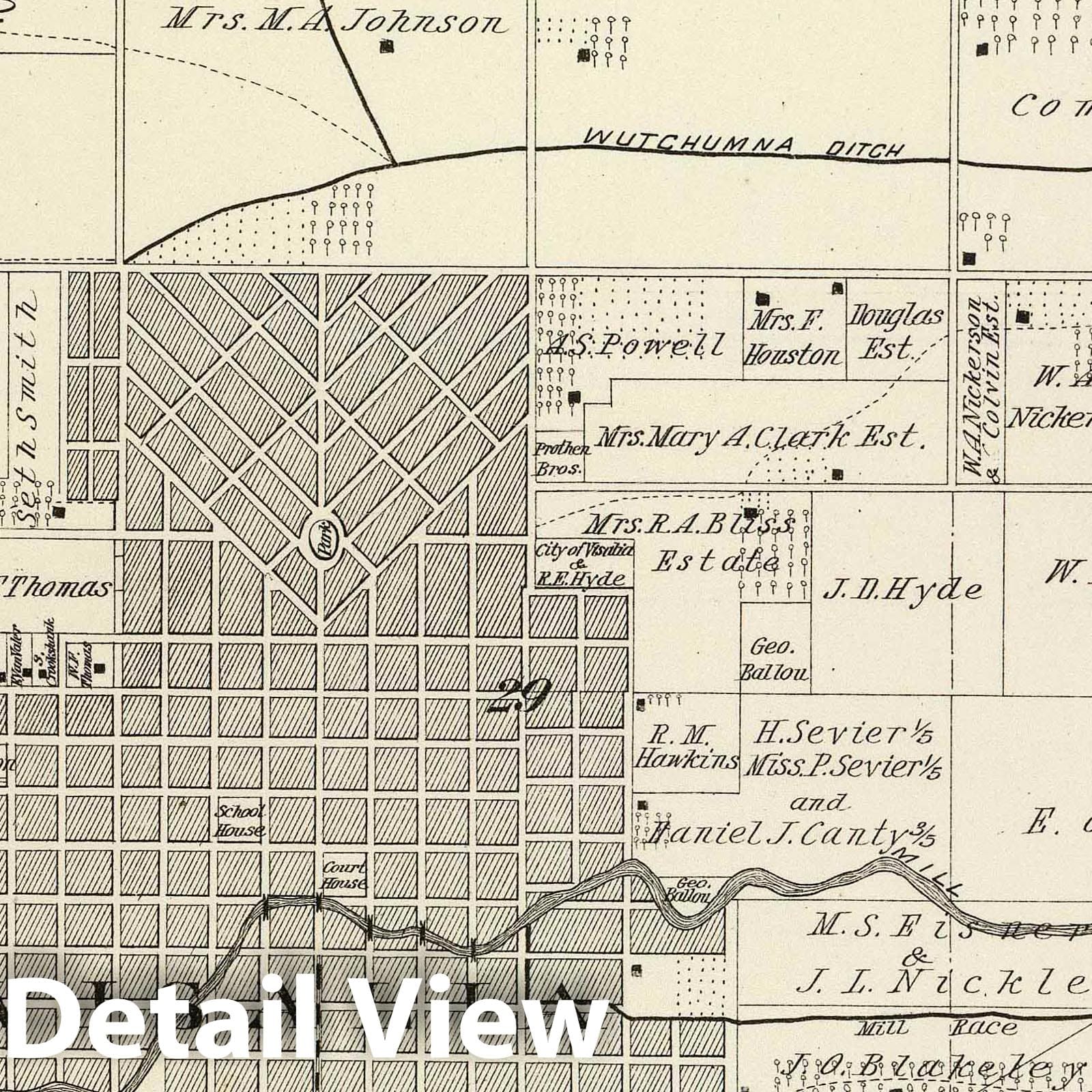 Tulare County - Survey Map, 1892 - Historical Cadastral Print
