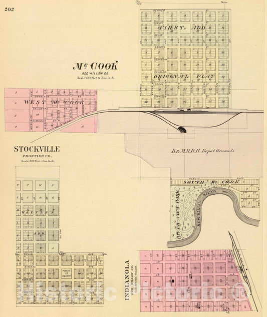 Historic Map : 1885 McCook. - Vintage Wall Art