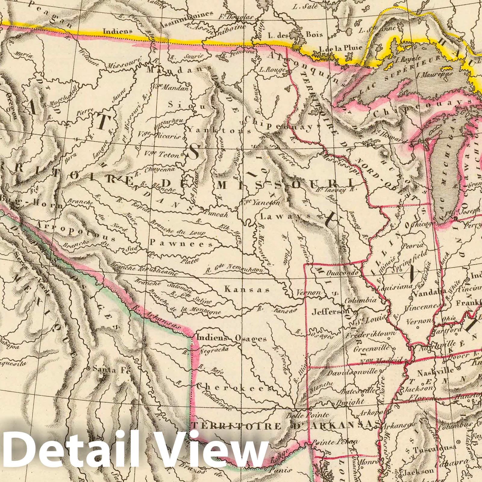 United States of America - River Map, 1837 - Historical Map Print