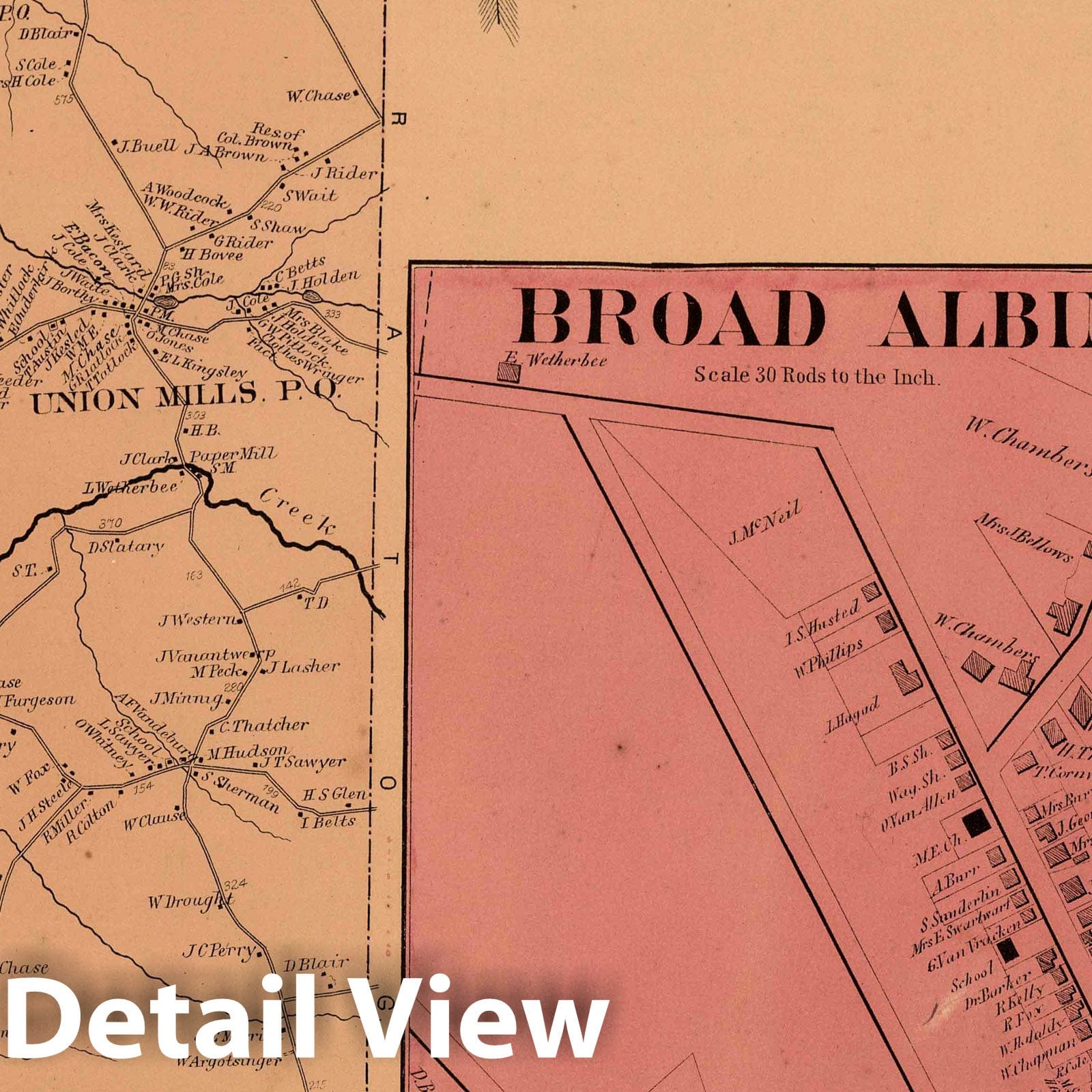 Broad Albin, Fulton County, N.Y. Property Map 1868 - Historical Map Print