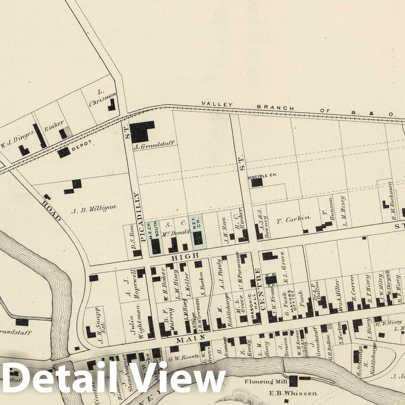 Edinburg, Virginia - Property Map, 1878 - Historical Map Print
