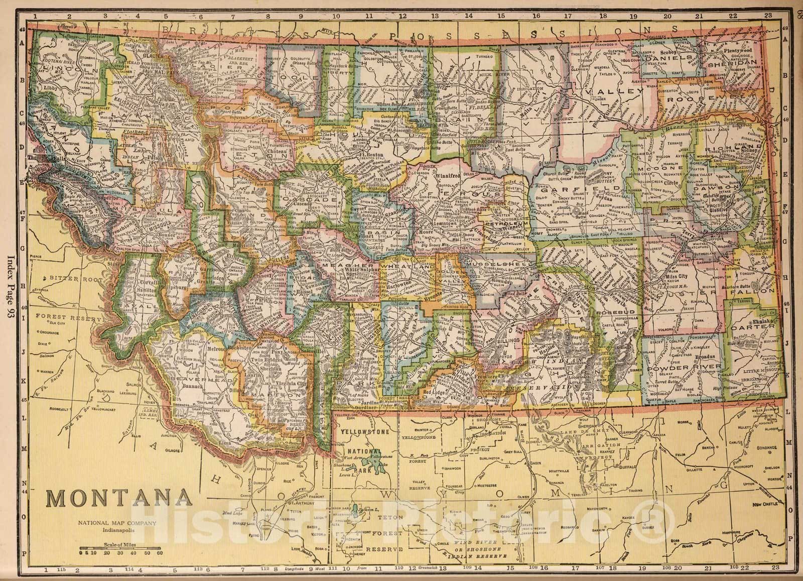 Historic Map : National Atlas - 1927 Montana - Vintage Wall Art