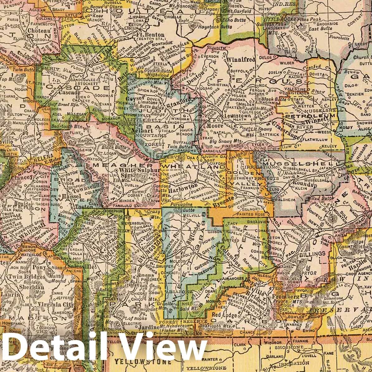 Montana - Road Map, 1927 - Historical Map Print