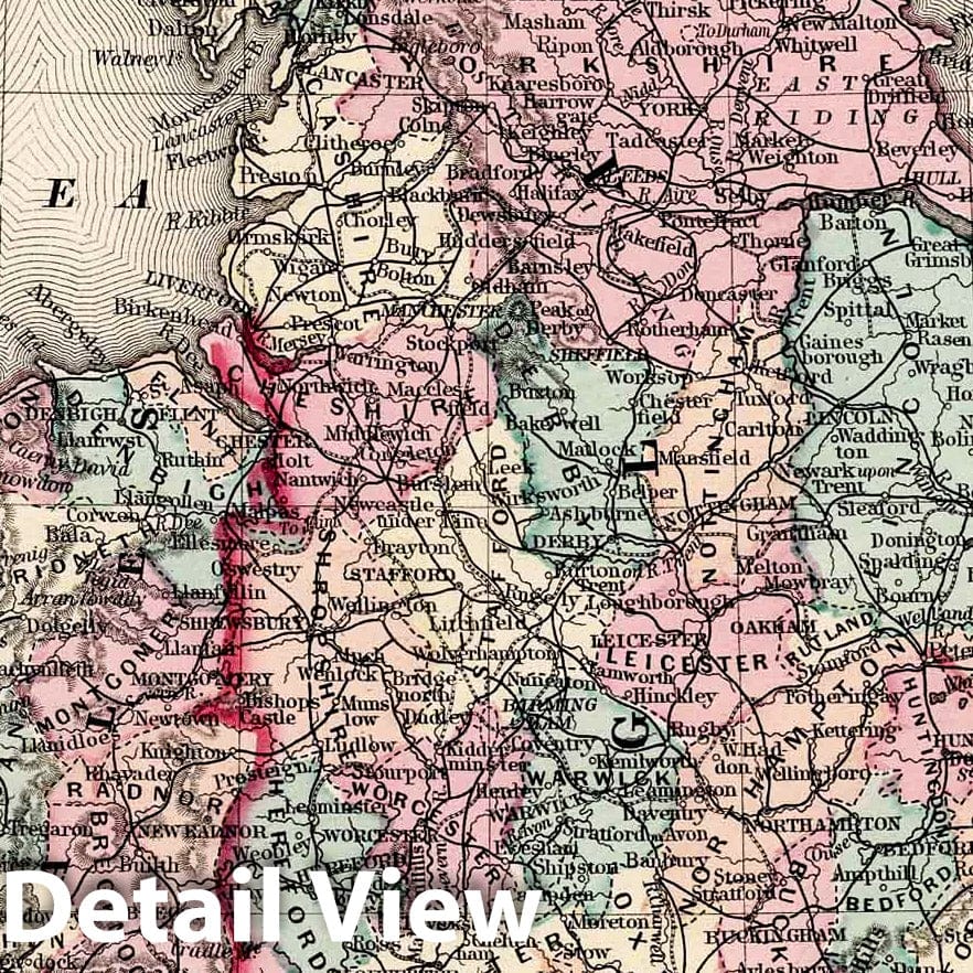 England and Wales - Route Map, 1877 - Mitchell's New General Atlas