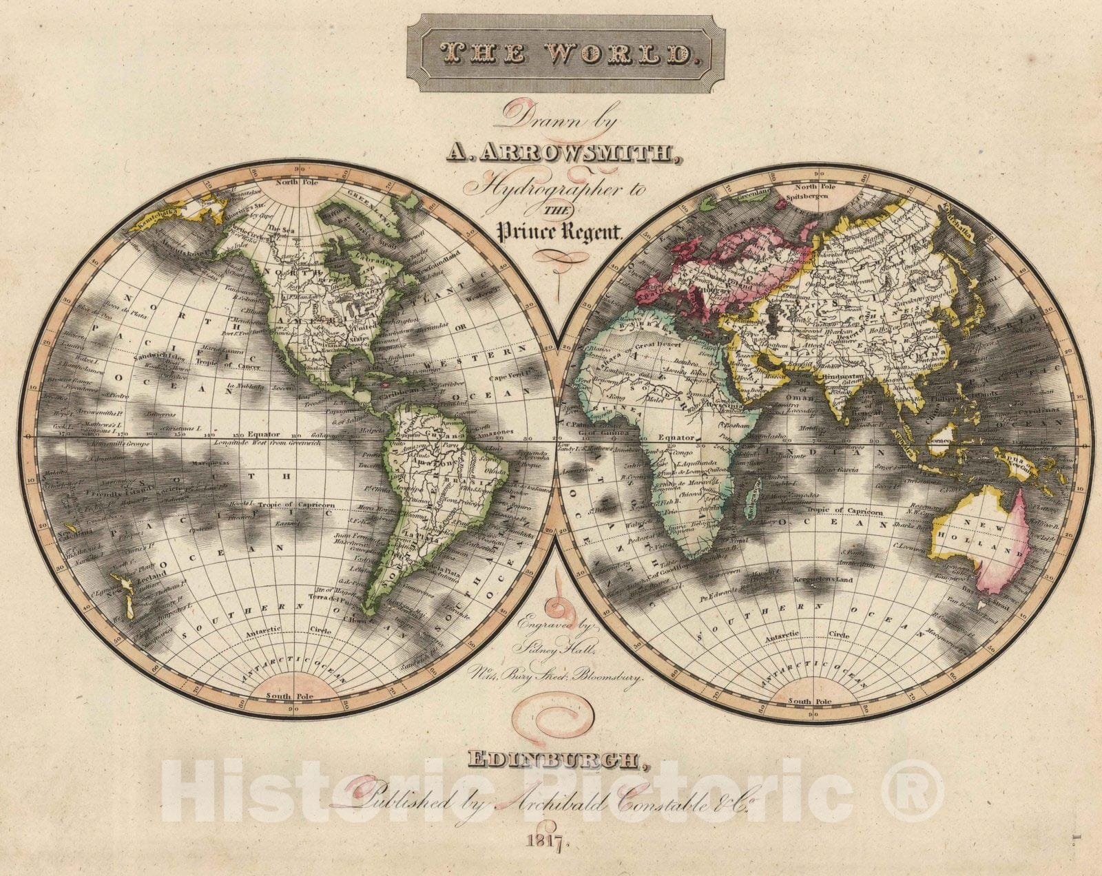 Historic Map : 1817 The World - Vintage Wall Art