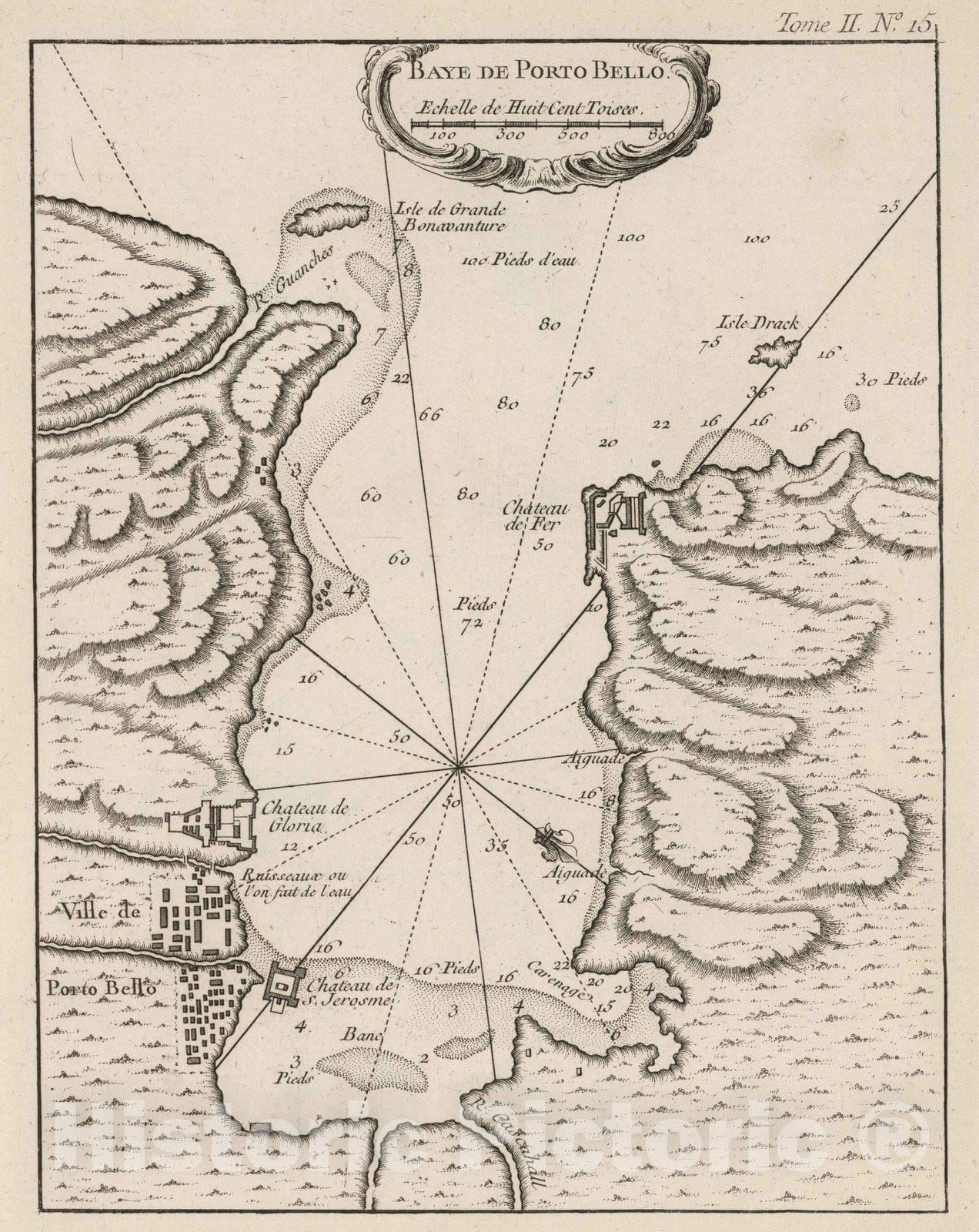 Historic Map : Panama, 1764 Baye de Porto-Bello , Vintage Wall Art