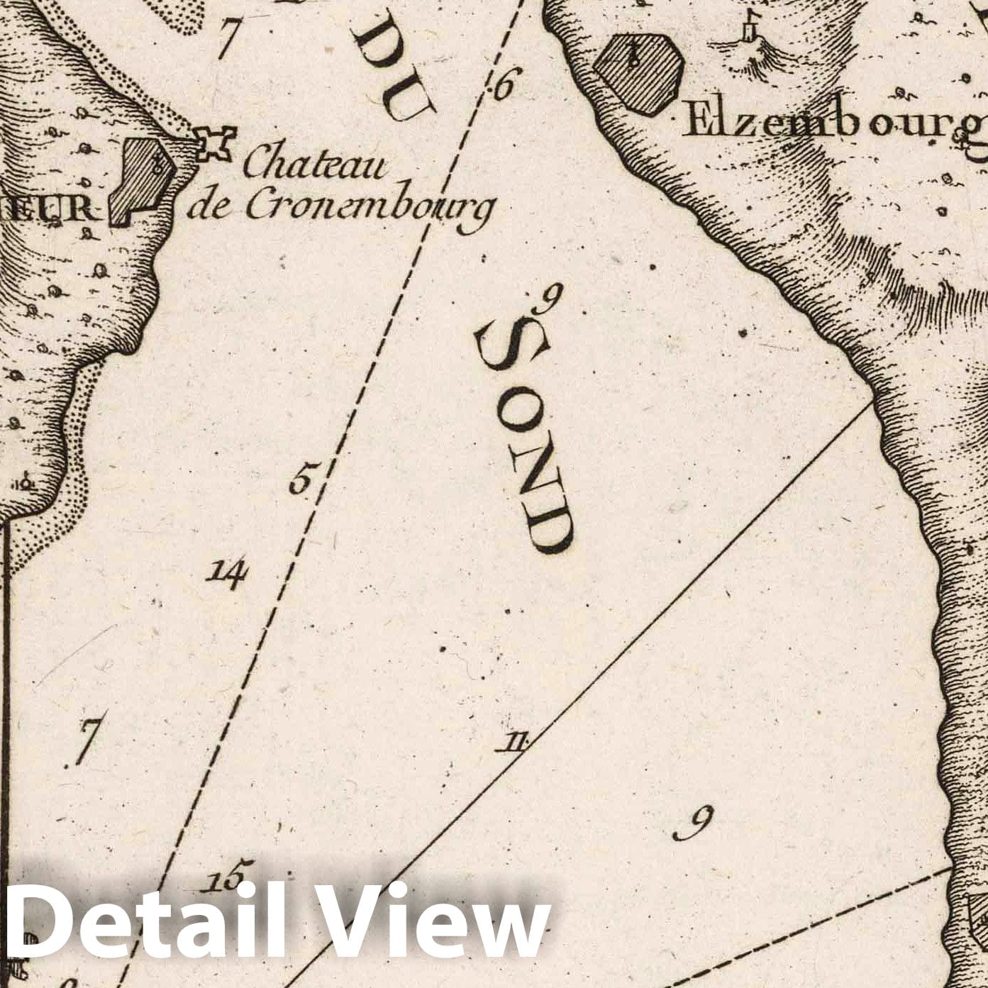 The Sound, Denmark and Sweden - Nautical Chart, 1764 - Historical Map Print