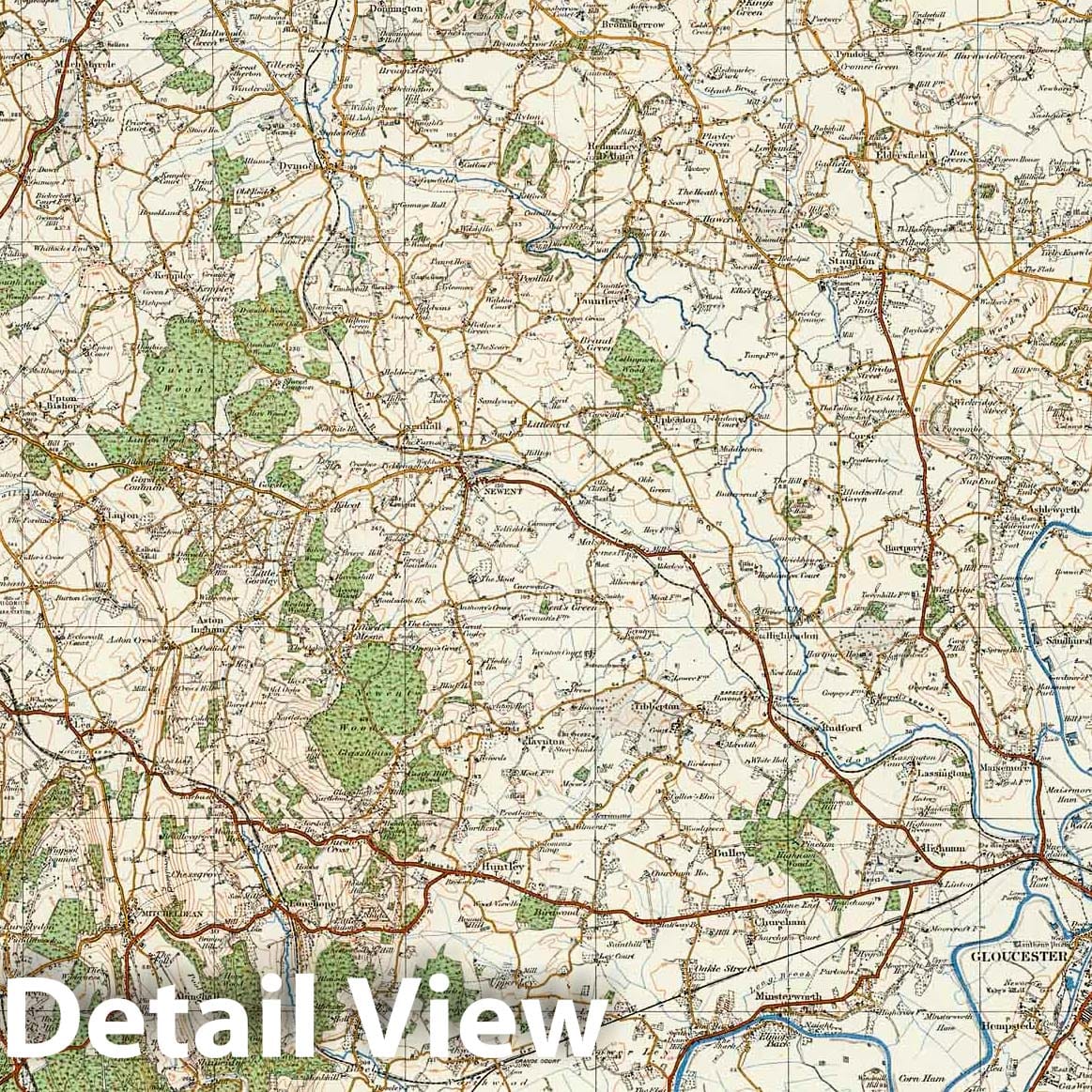 Gloucester and Forest of Dean, England - 1913 Survey Map Print