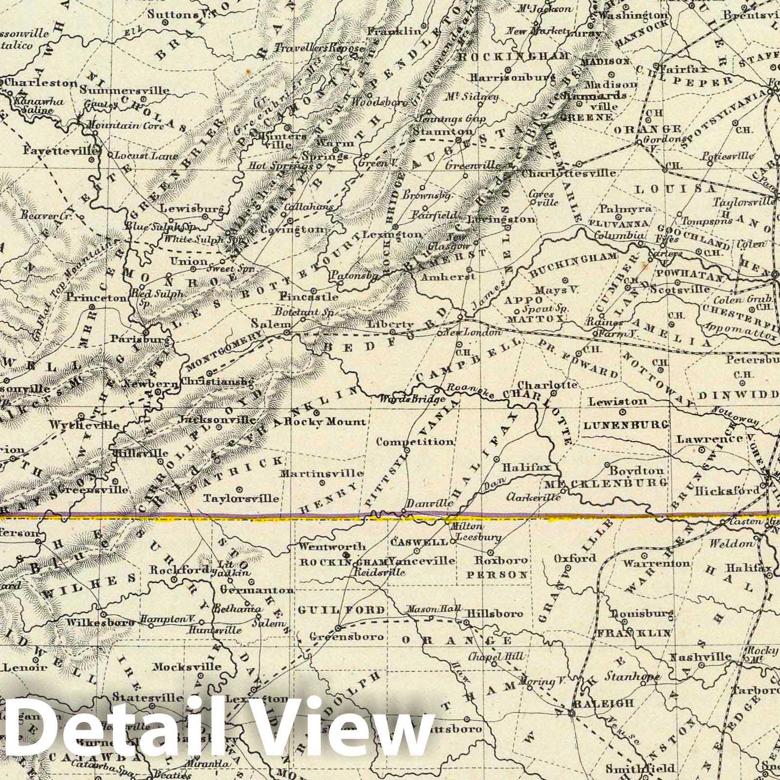District of Columbia, Virginia, North Carolina, Maryland, and Delaware - Railroad Map, 1854
