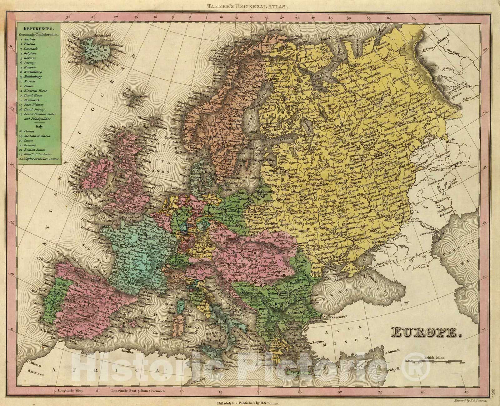 Historic Map : 1836 Europe. v1 - Vintage Wall Art