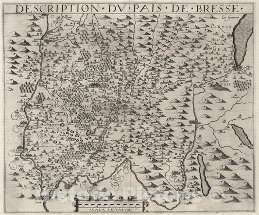 Historic Map : Ain , France 1632 Description du Pais de Bresse. , Vintage Wall Art