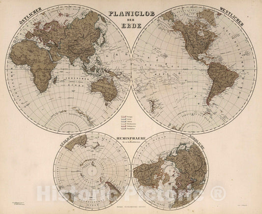 Historic Map : 1879 Planiglob der Erde. - Vintage Wall Art