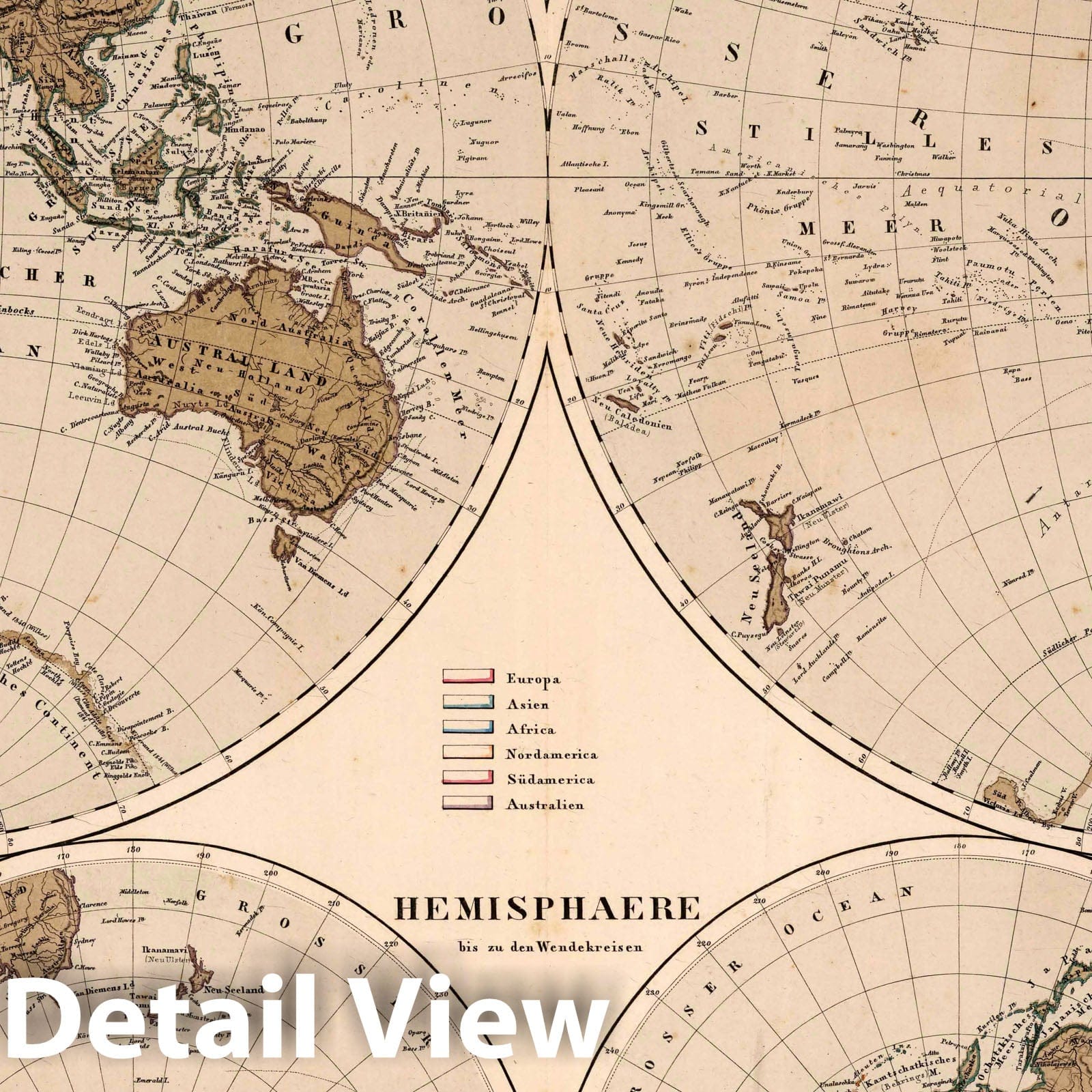 World Map 1879 - Historical Hand-Colored Atlas Plate Print