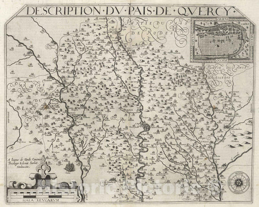 Historic Map : Lot , France 1632 Description du Pais de Quercy. , Vintage Wall Art