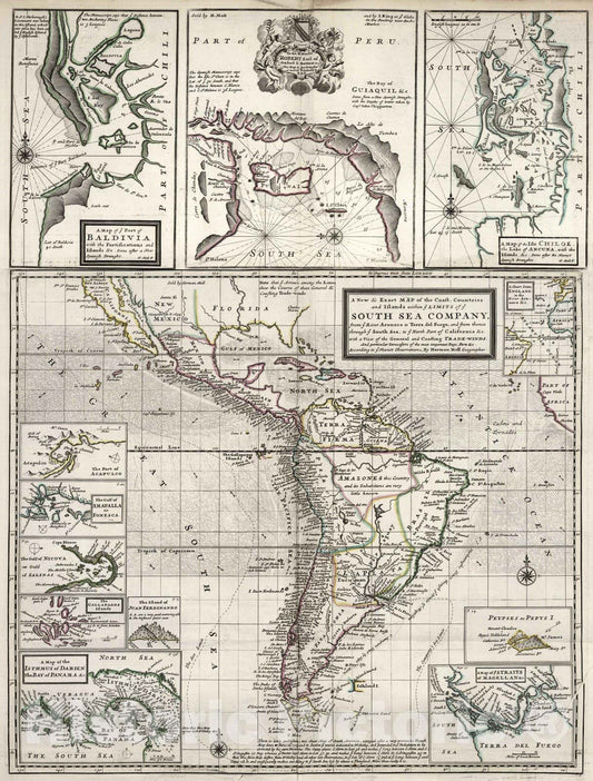 Historic Map : 1711 Limits of the South Sea Company, America. - Vintage Wall Art