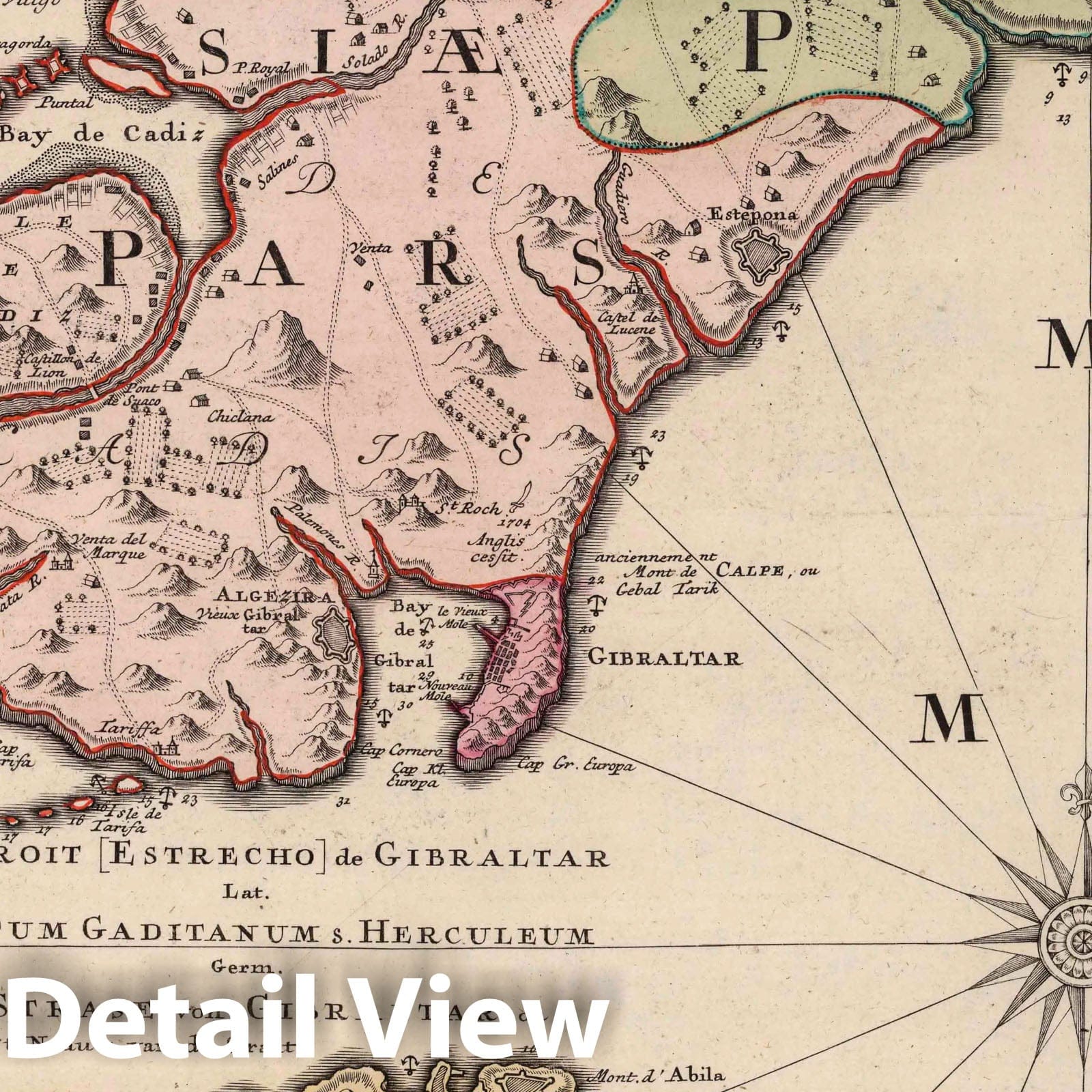 Cadiz and Strait of Gibraltar, 1788 - Historical Map Print