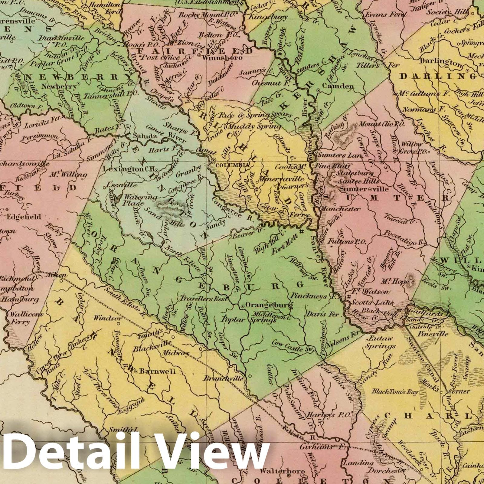South Carolina, 1838 - Historical Map Print from Bradford's Atlas