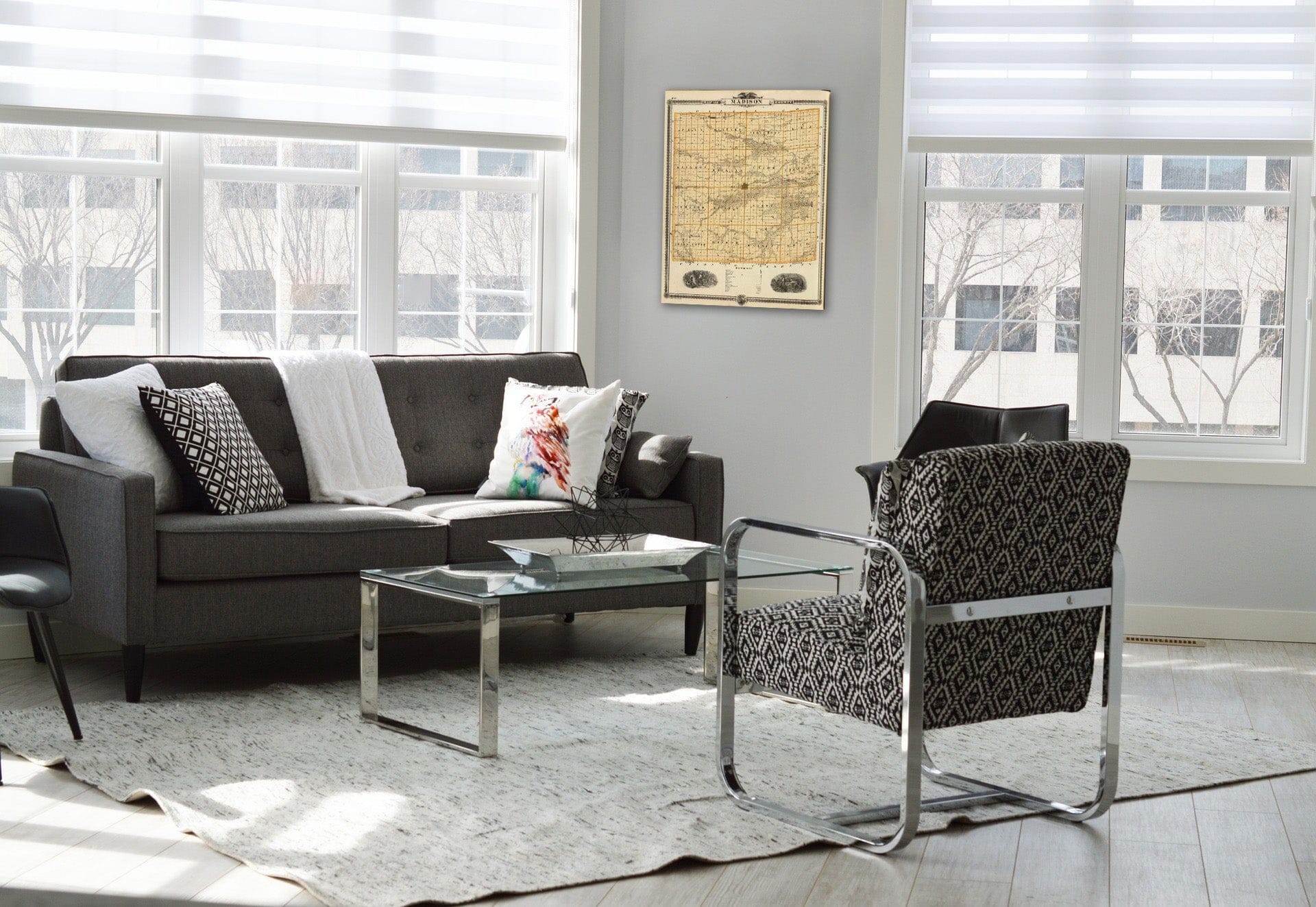 Historic Map : 1875 Map of Madison County, State of Iowa. - Vintage Wall Art