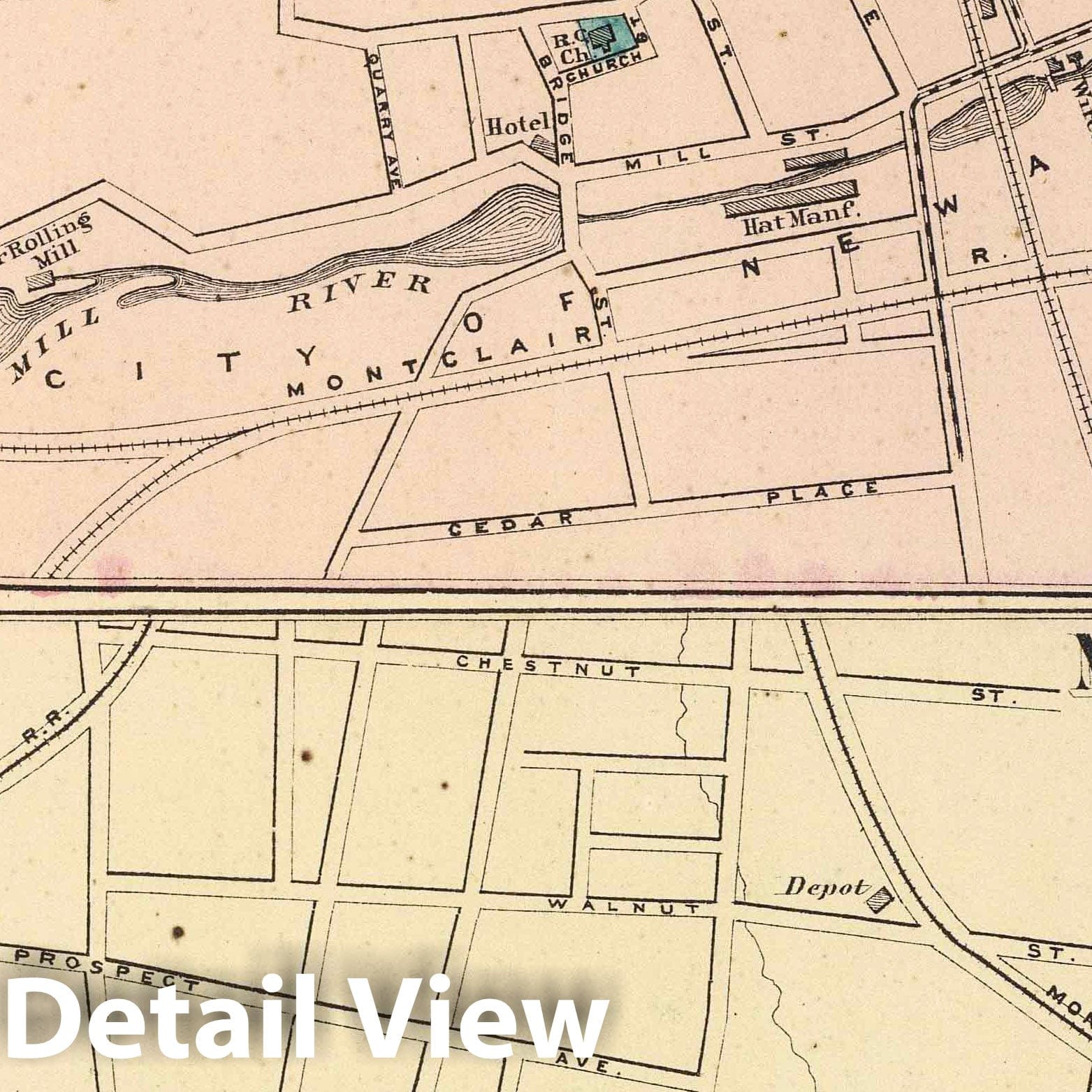 Belleville and Montclair, New Jersey - Railroad Map, 1872
