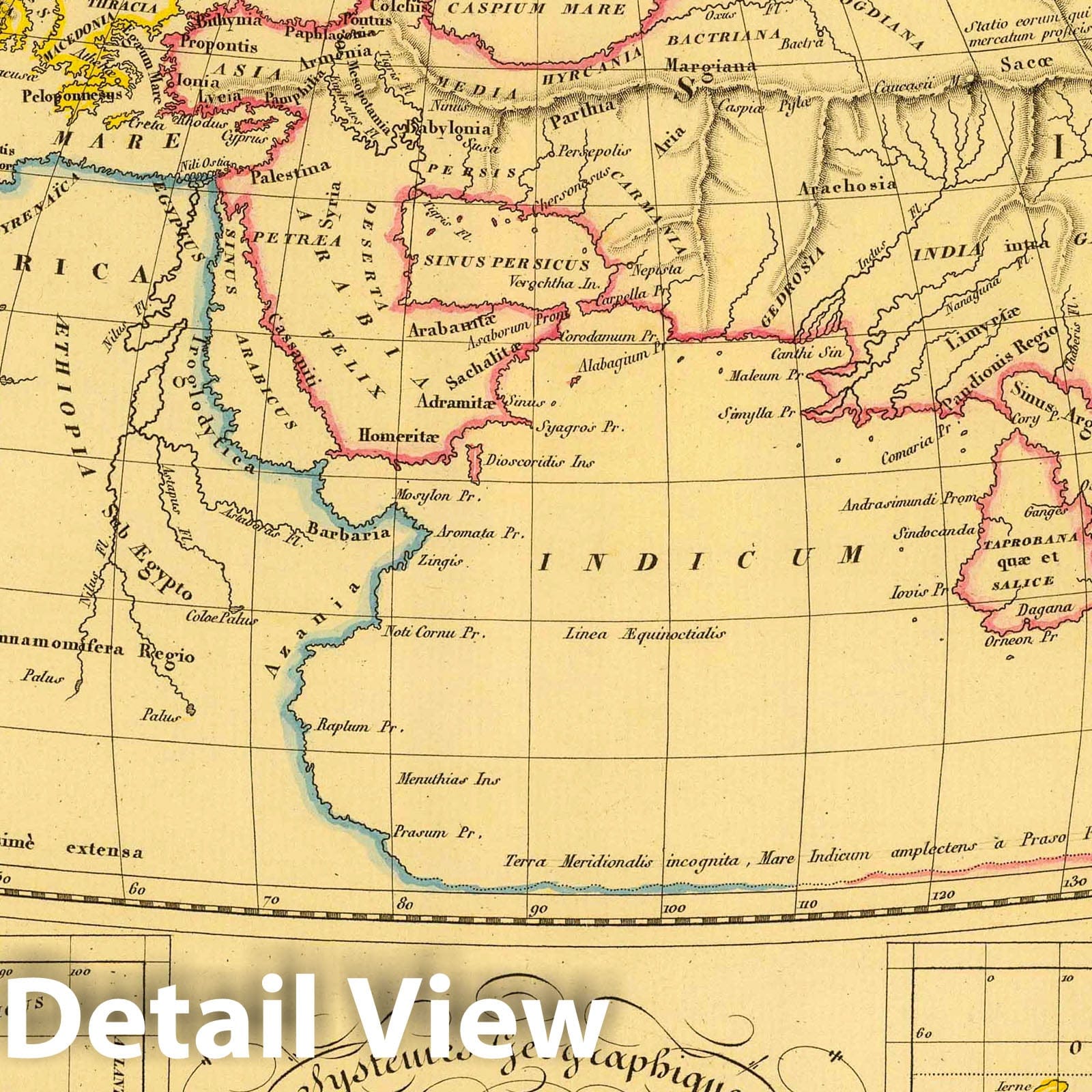 Ancient Geographic Systems of Ptolemy, Strabo & Eratosthenes - 1837 Historical Map Print