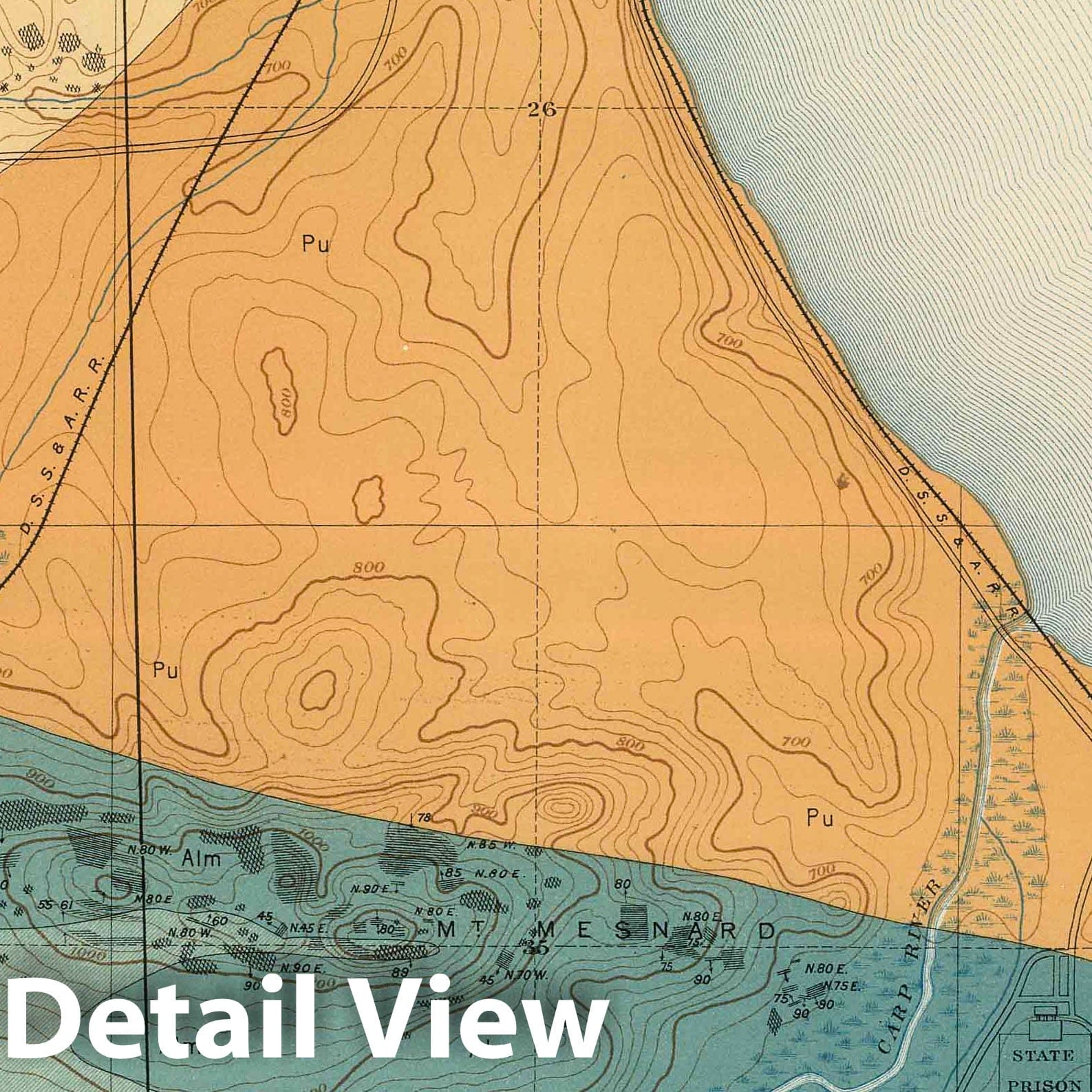 Marquette Iron-Bearing District, Michigan - Geology Map, 1896
